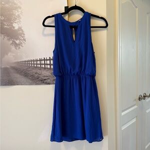 Guess Blue Sleeveless Mini Dress – Elastic Waist, Back Clip Detail Size SP